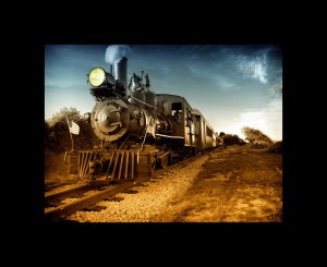 Steam train picture with a border