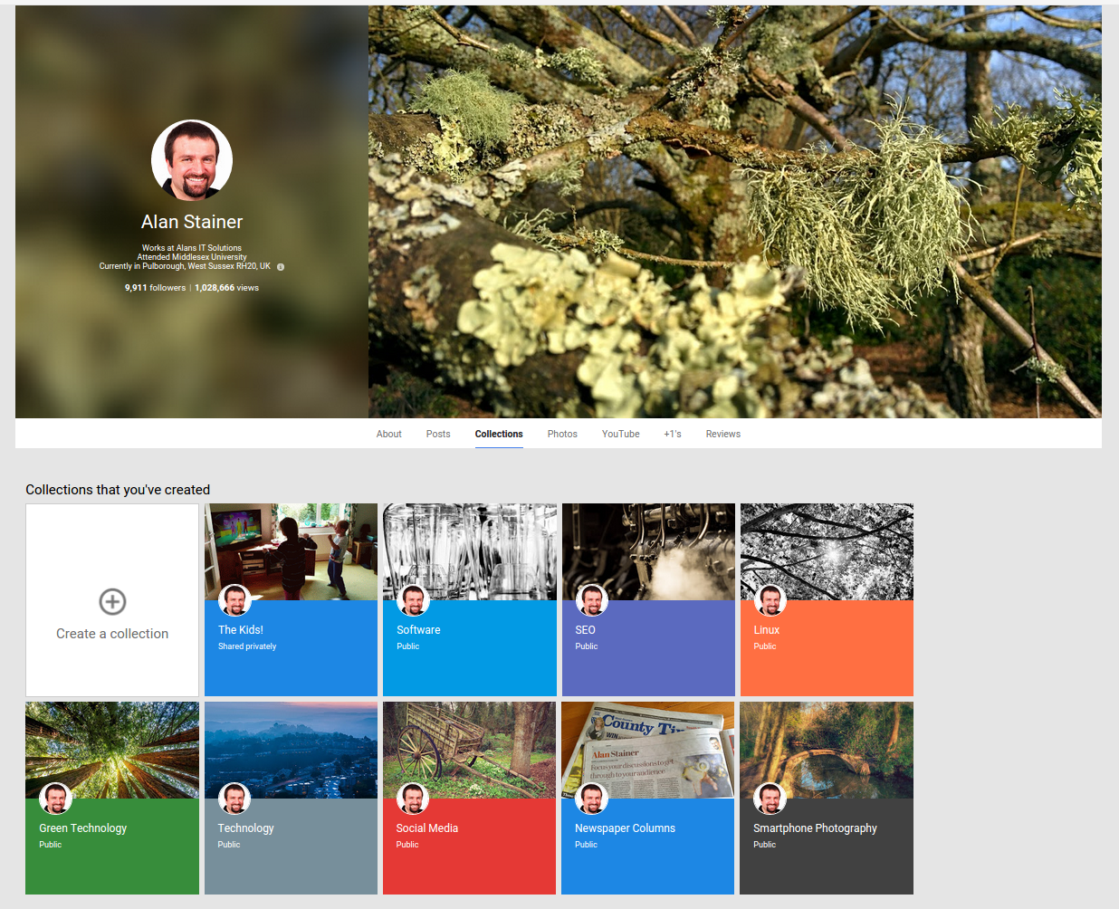 Google+ Profile Collections Tab